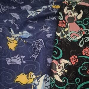 LuLaRoe Leggings with Blue and Alice in Wonderland Print